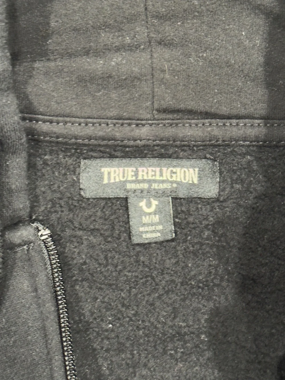 True Religion “2002 Buddha” Black Zip-Up Hoodie Jacket Size M